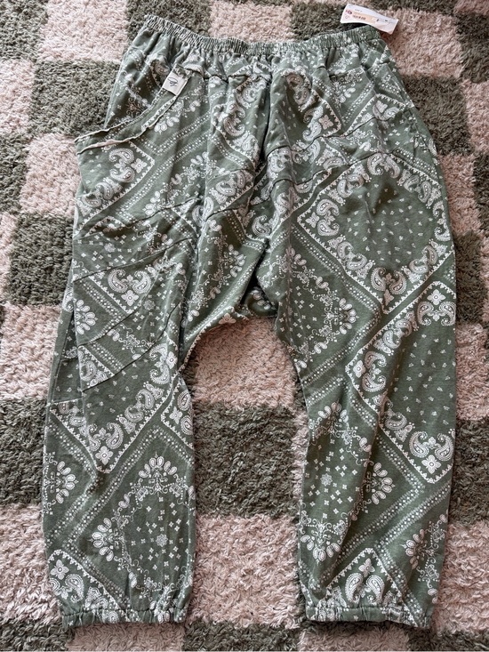 Jaded Gypsy Pants - Olive Green Paisley Drawstring Track Joggers